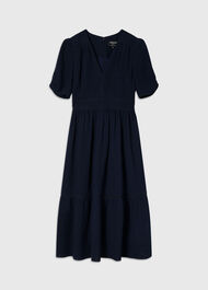 V Neck Textured Midi Dress