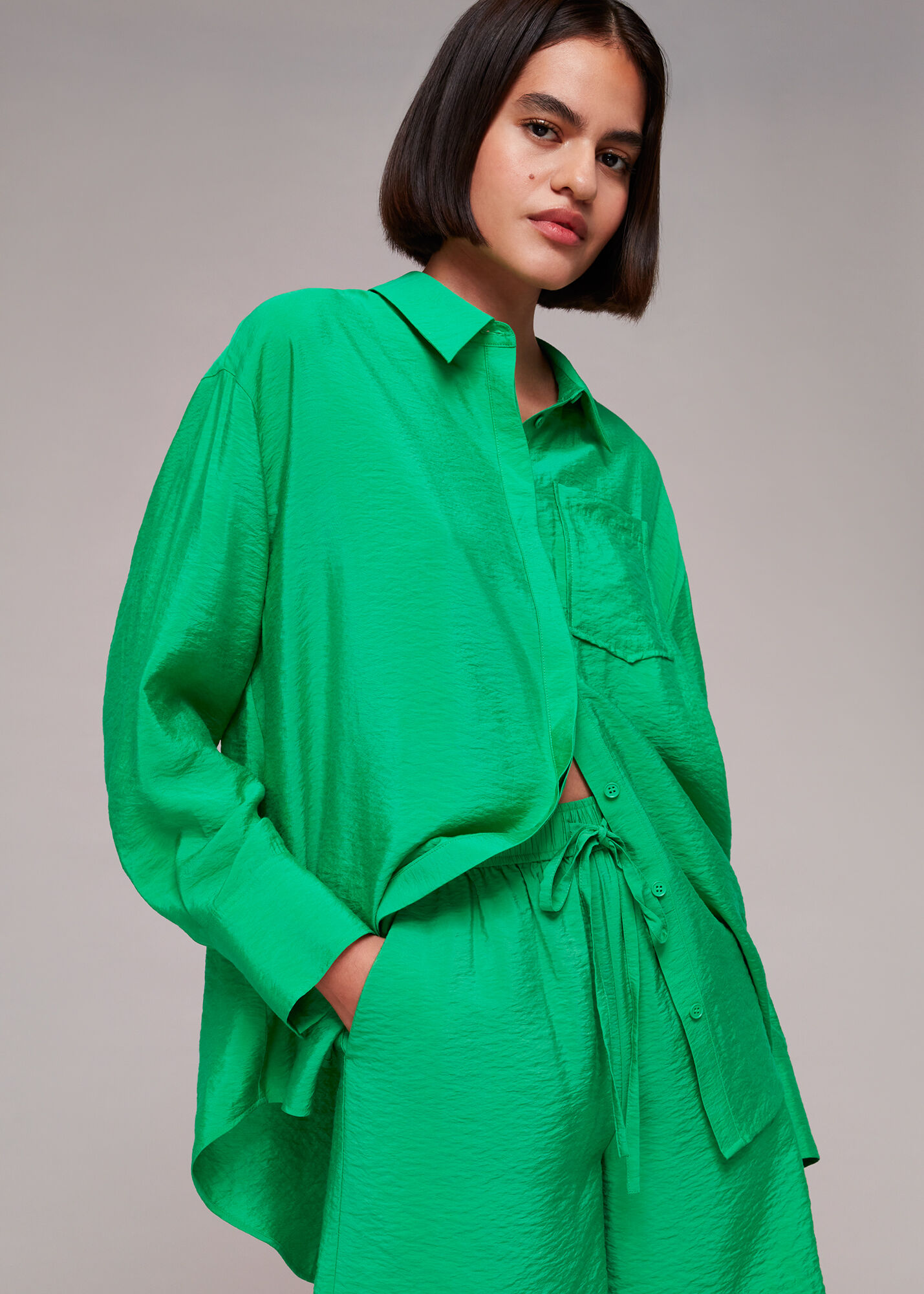 Green Nicola Long Sleeve Shirt | WHISTLES