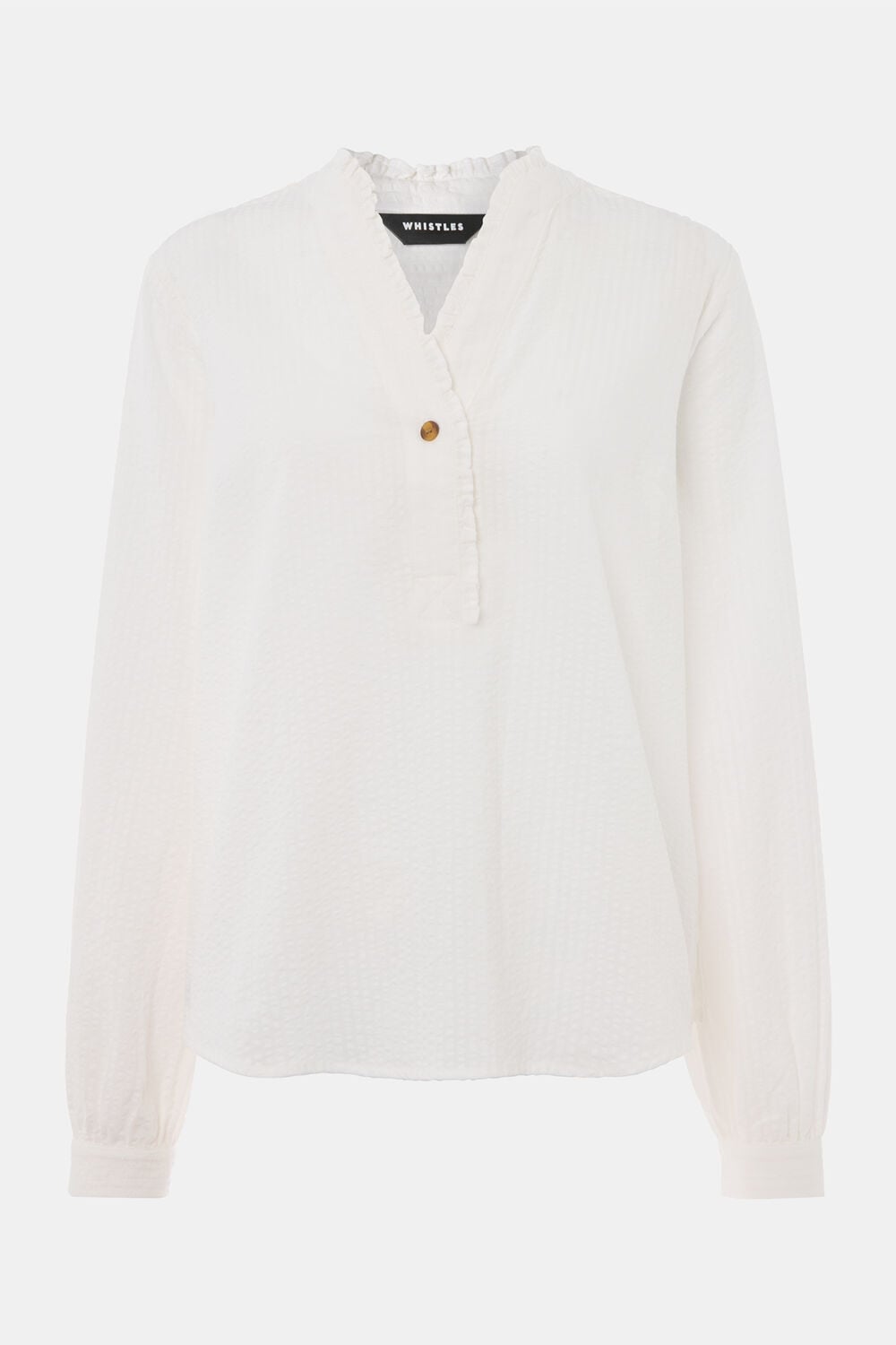 White Textured Frill Shirt