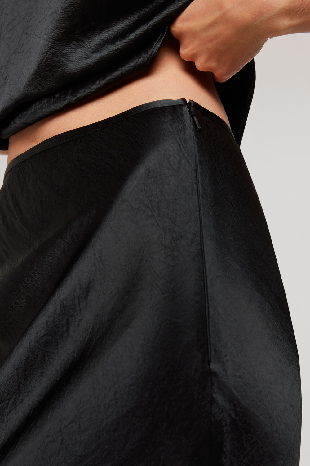 Black Ella Bias Cut Skirt