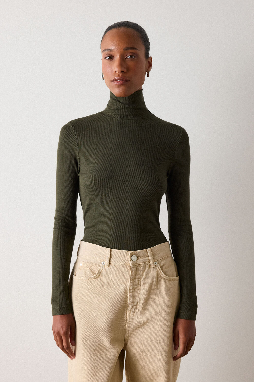 Khaki Essential Ribbed Polo