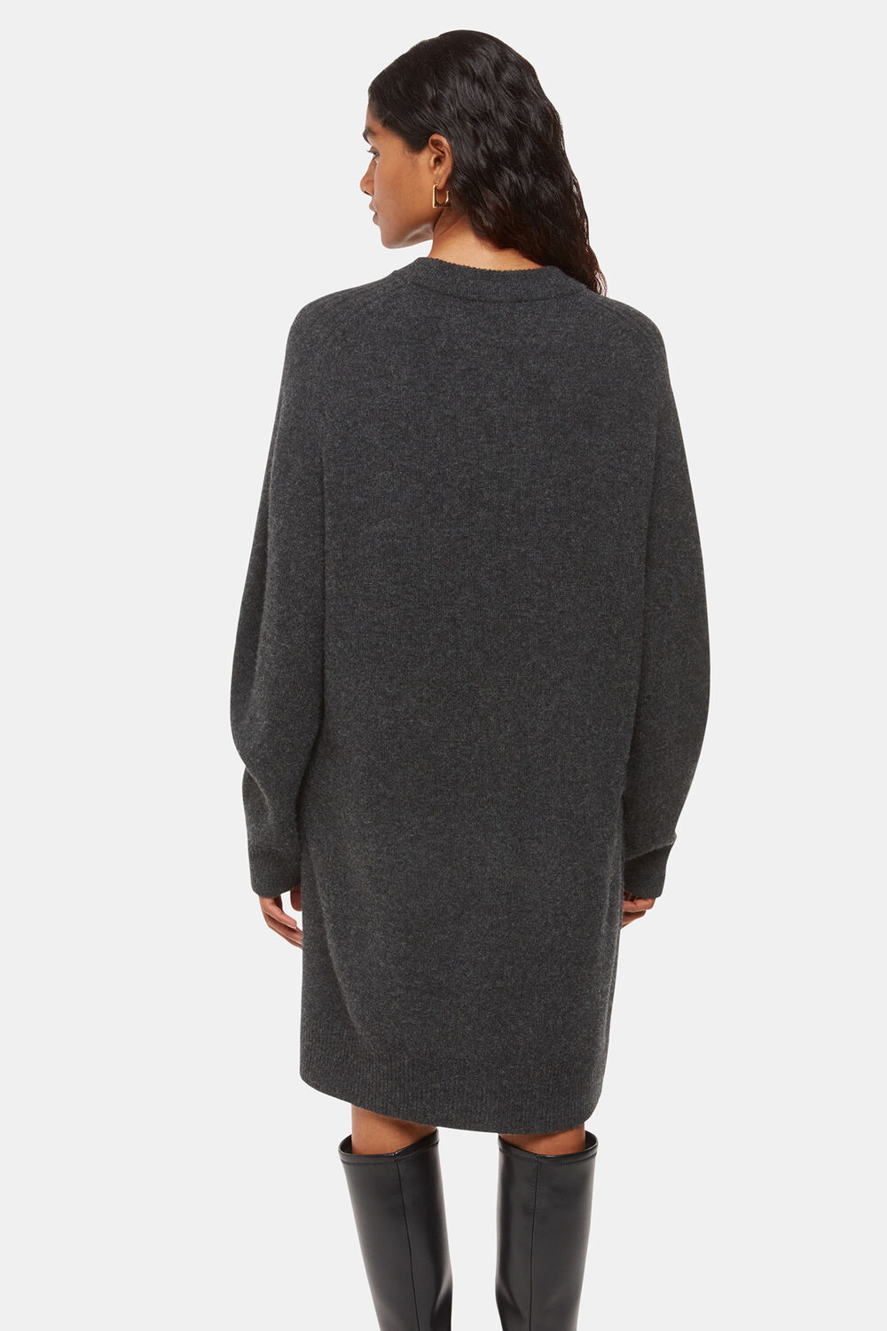 Grey Petite Ava Round Neck Knitted Dress