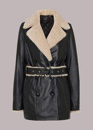 Maya Leather Belted Coat
