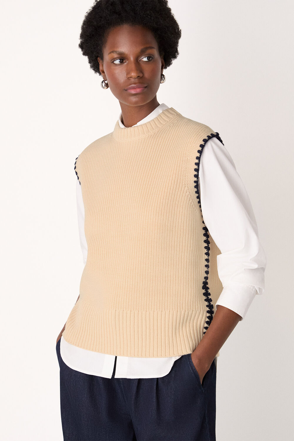 Blanket Stitch Wool Mix Tank
