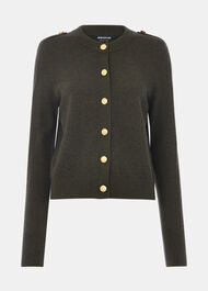 Military Crew Neck Cardigan