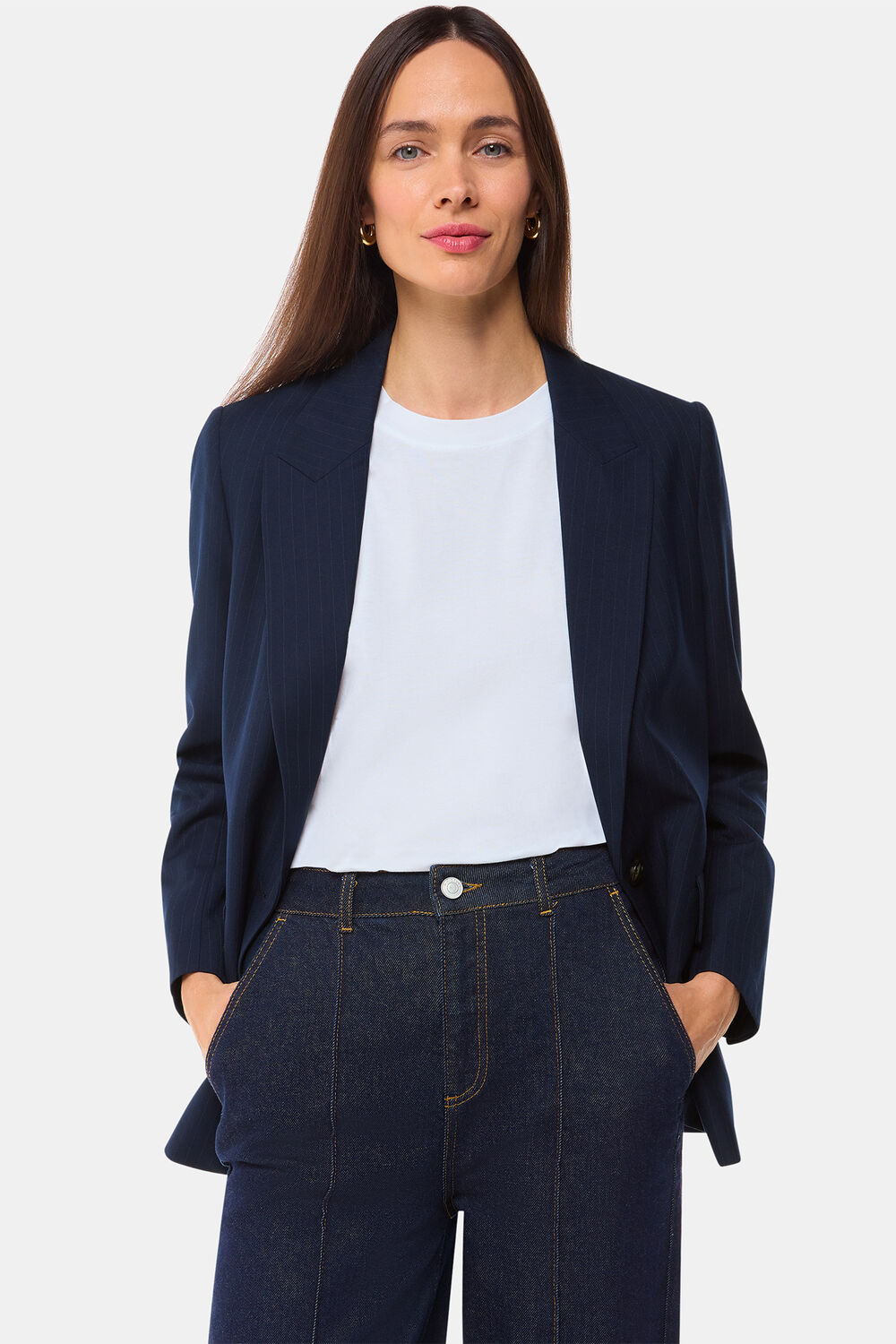 Navy Pinstripe Blazer