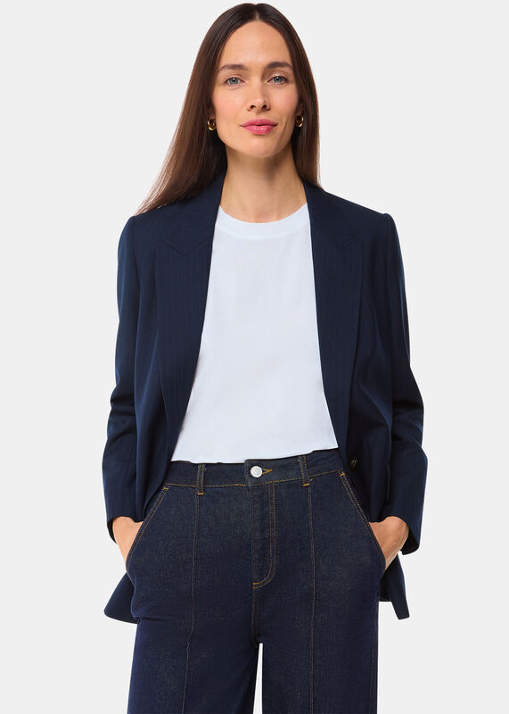 Navy Pinstripe Blazer