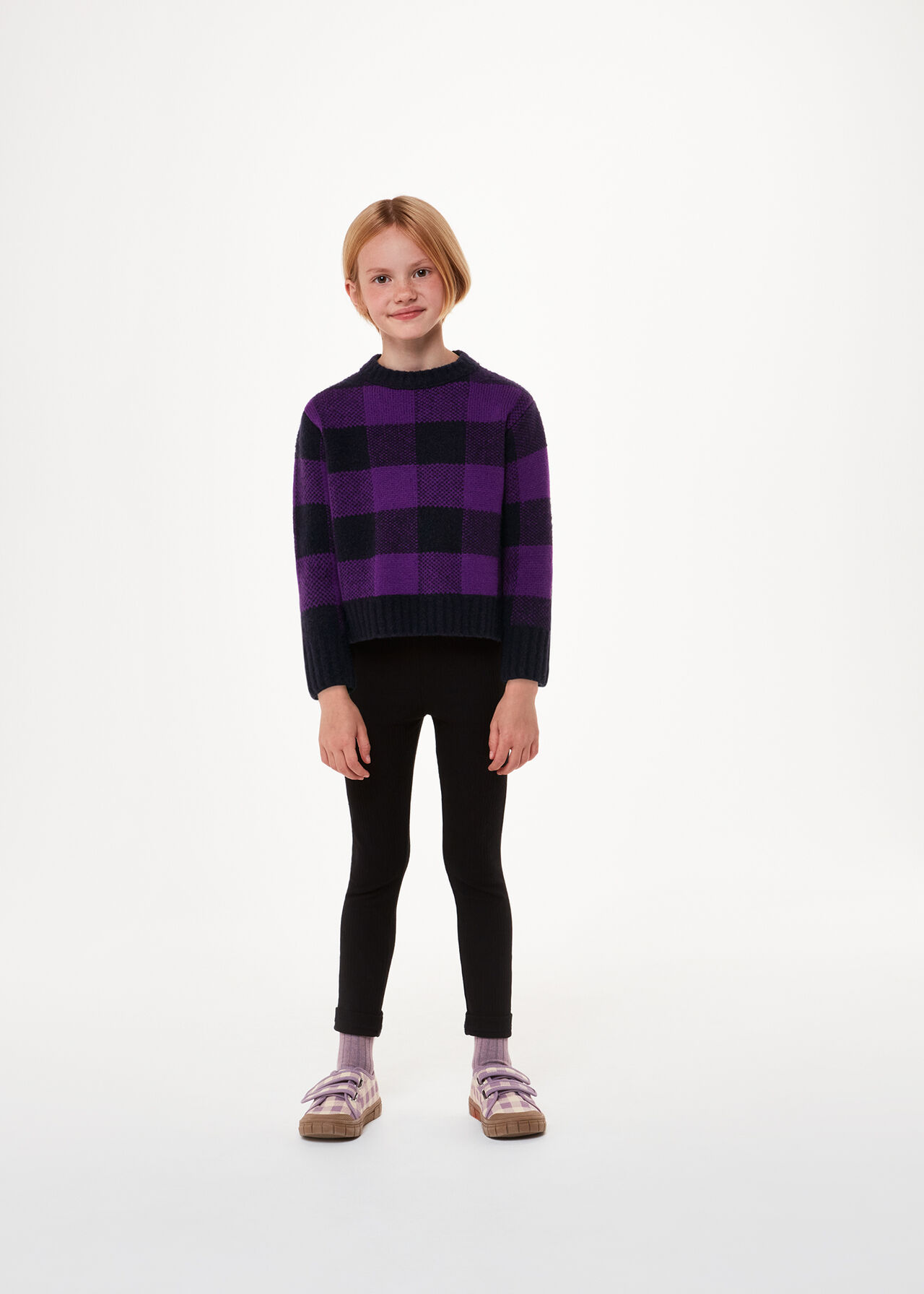 Purple/Multi Checkerboard Knit | WHISTLES