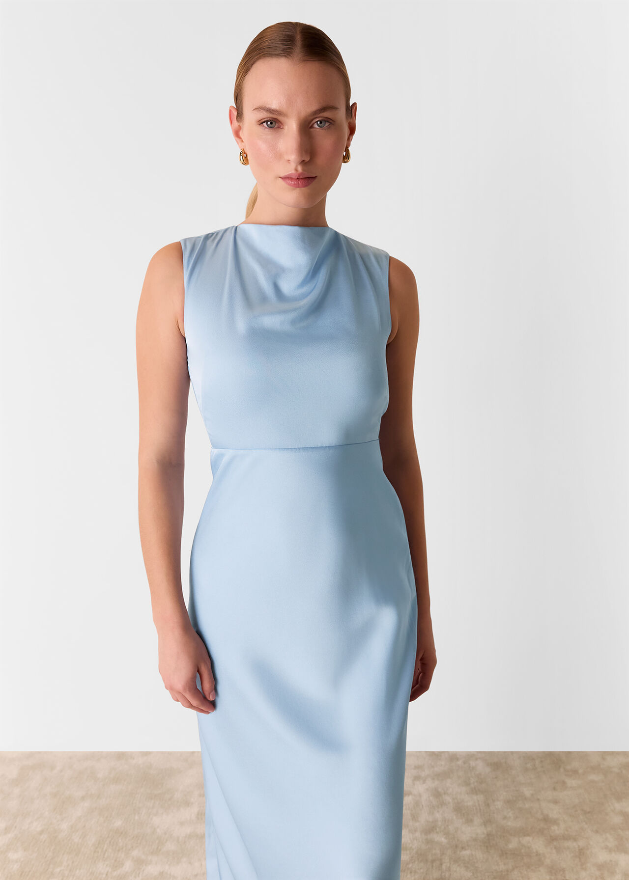 Cowl Neck Satin Maxi Dress