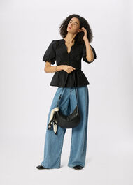 Cotton Broderie V Neck Blouse