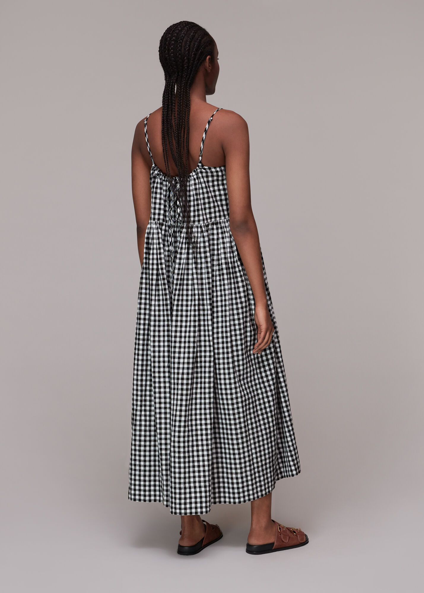 Black/Multi Carmen Gingham Trapeze Dress | WHISTLES | Whistles US |