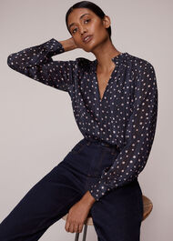 Satin Stripe Spot Blouse