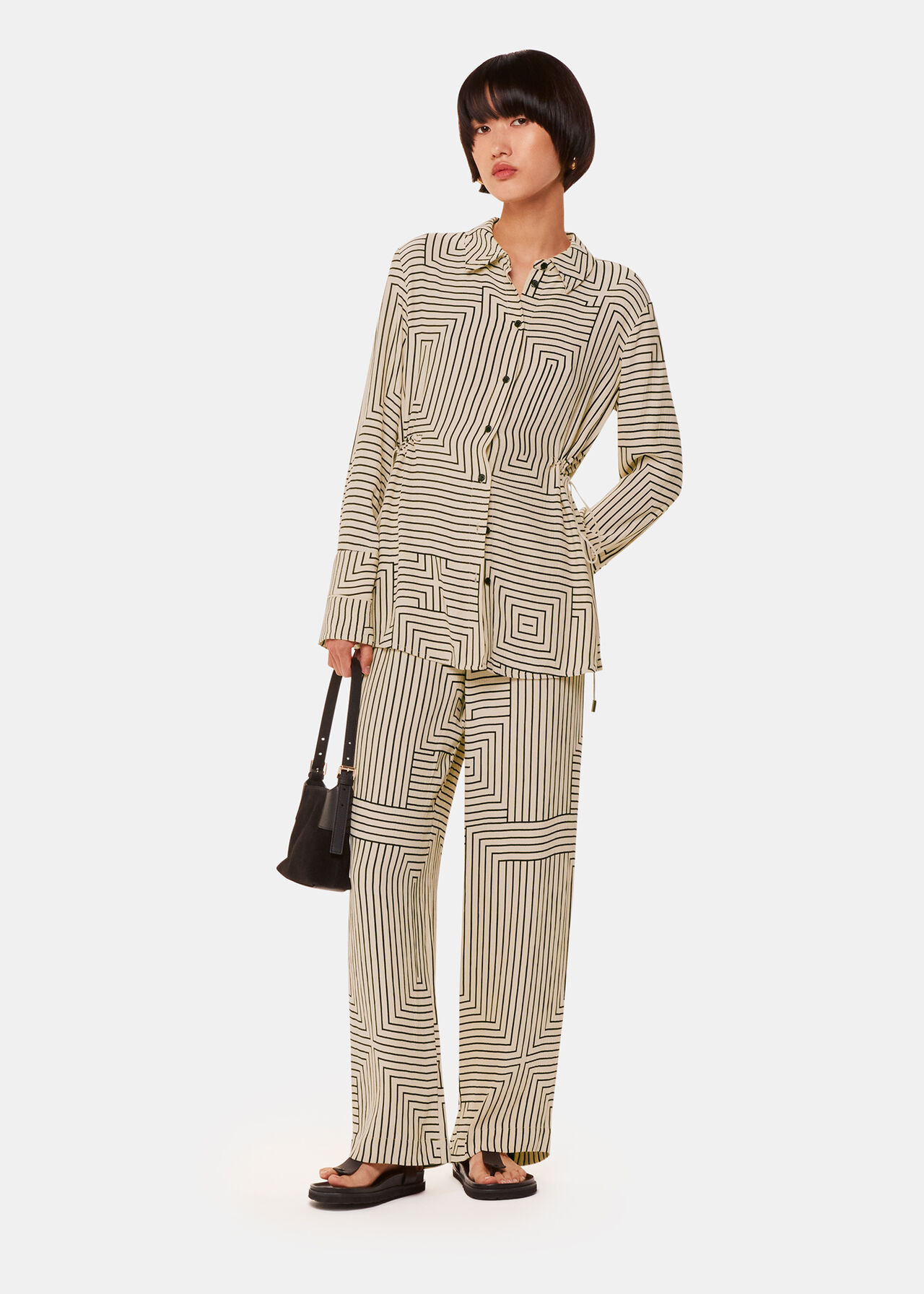 Angled Stripe Tie Detail Shirt