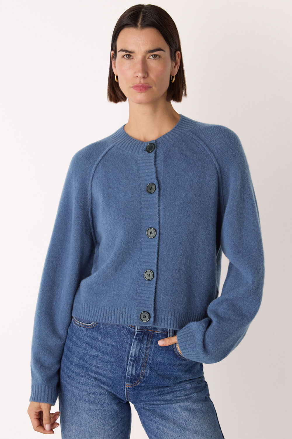 Wool Mix Crew Cardigan