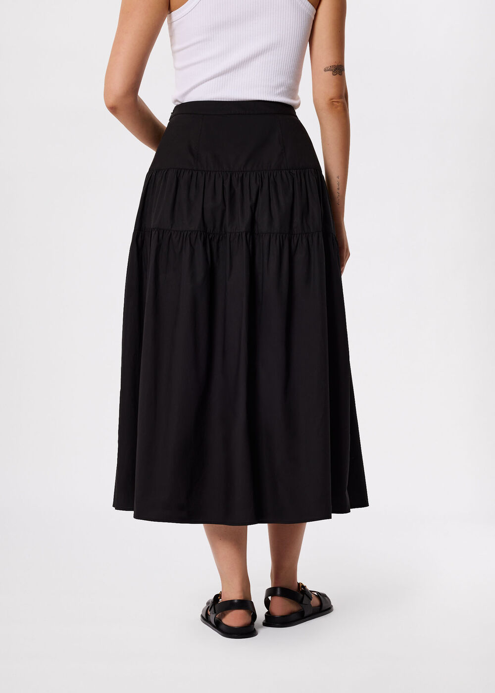 Tier Hem Cotton Skirt