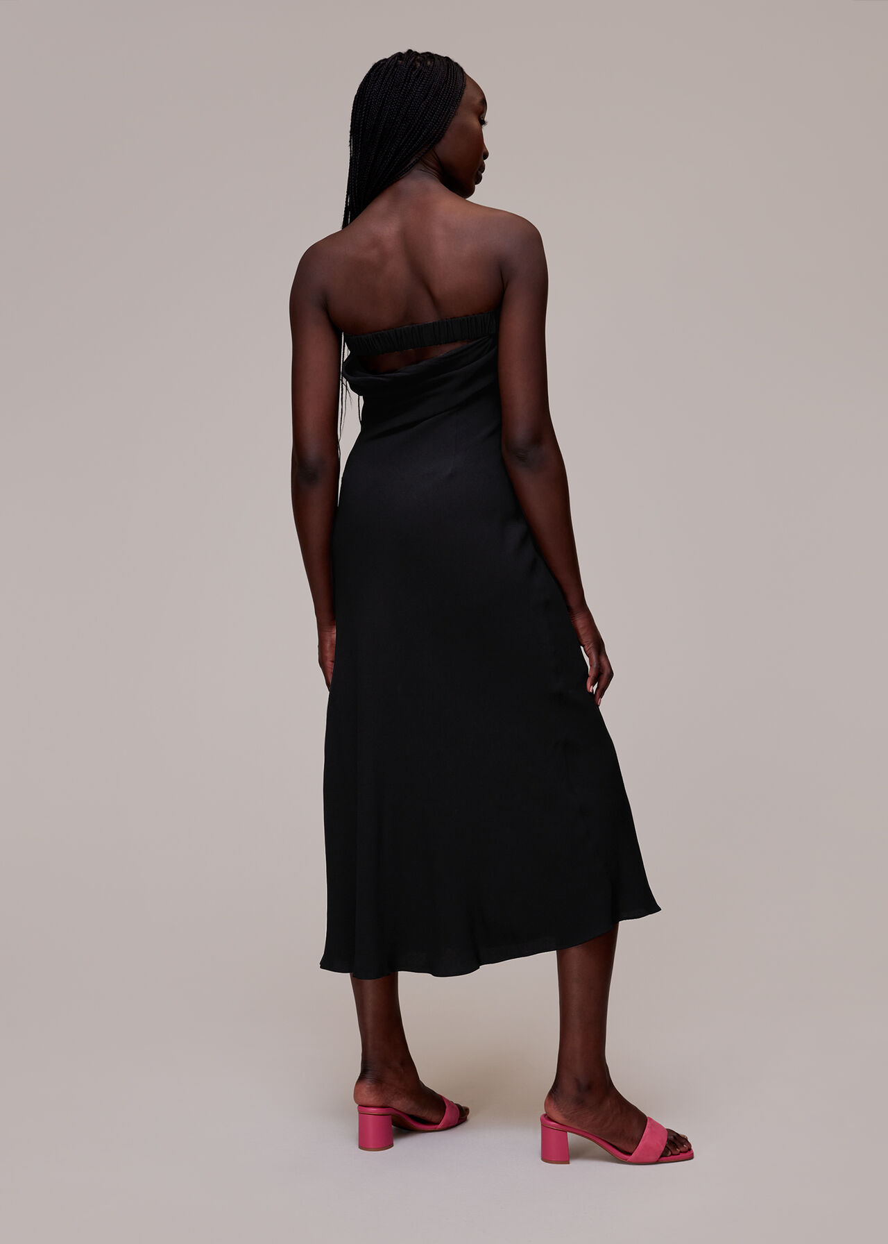 Black Bandeau Strapless Midi Dress | WHISTLES
