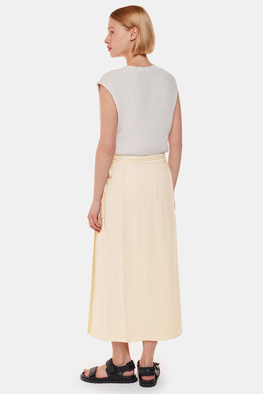 Linen Wrap Midi Skirt