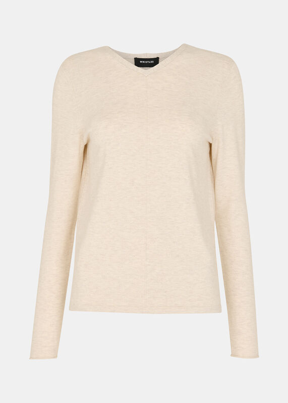 Oatmeal Mila V Neck Knit