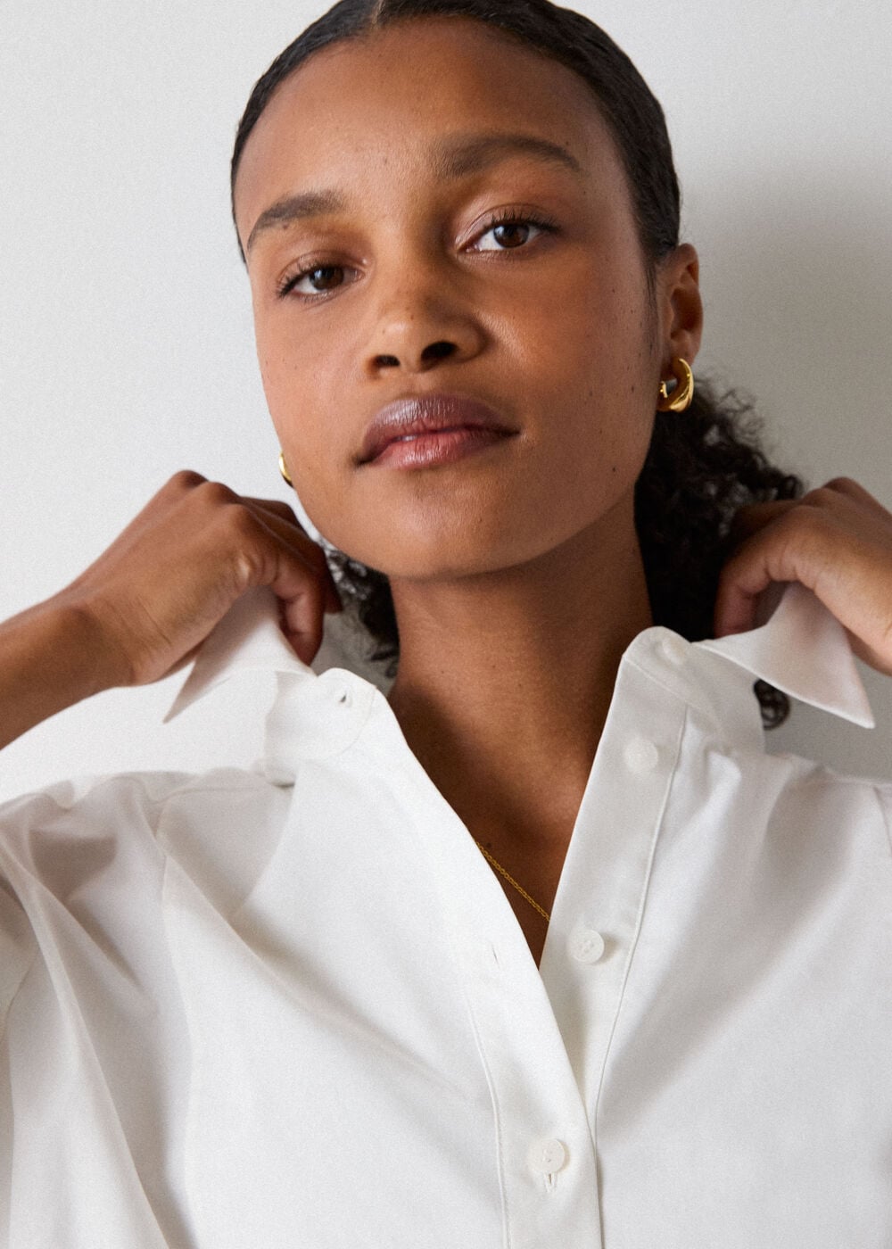 Bib Detail Cotton Poplin Shirt