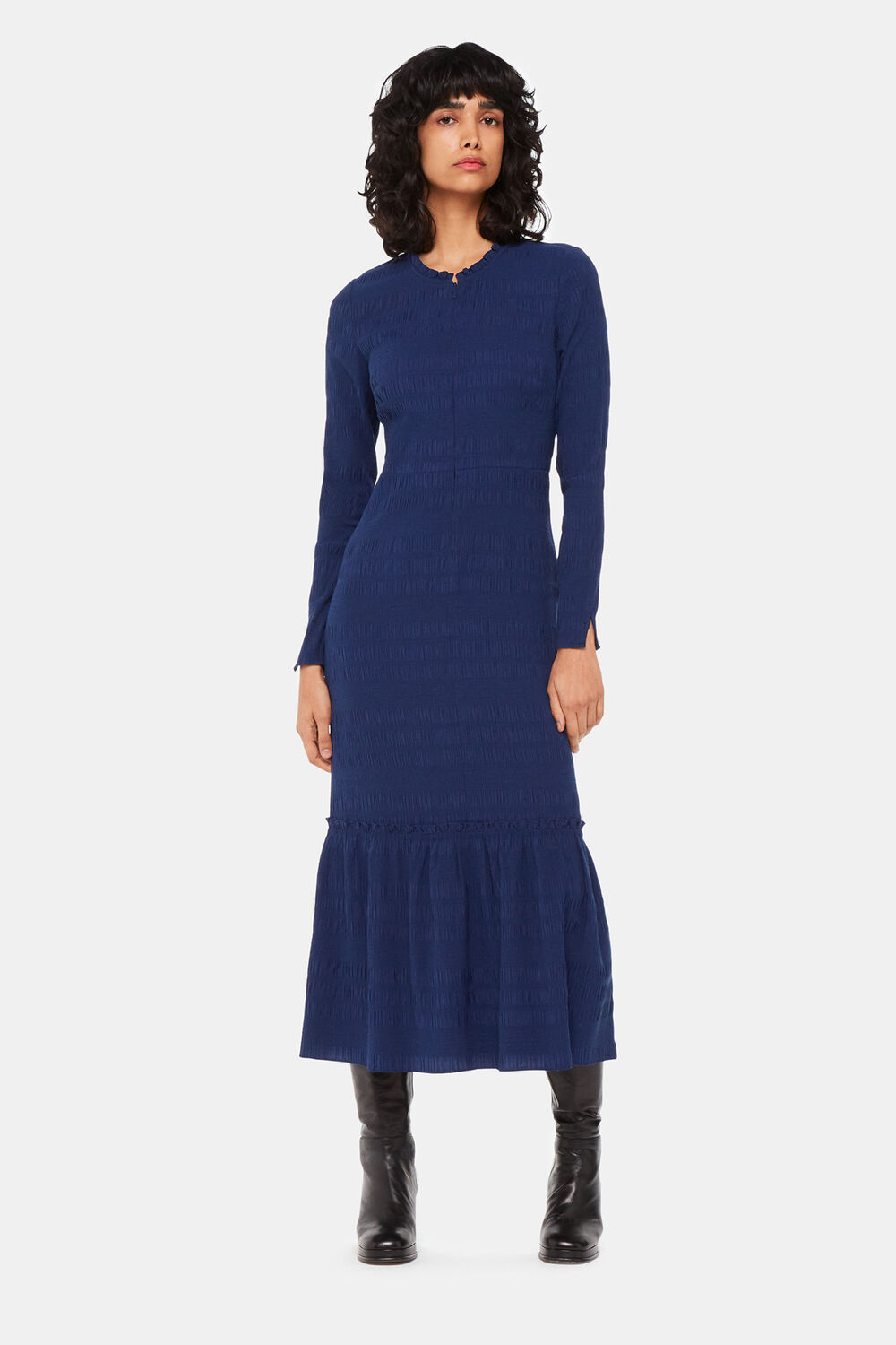 Navy Mila Textured Dress