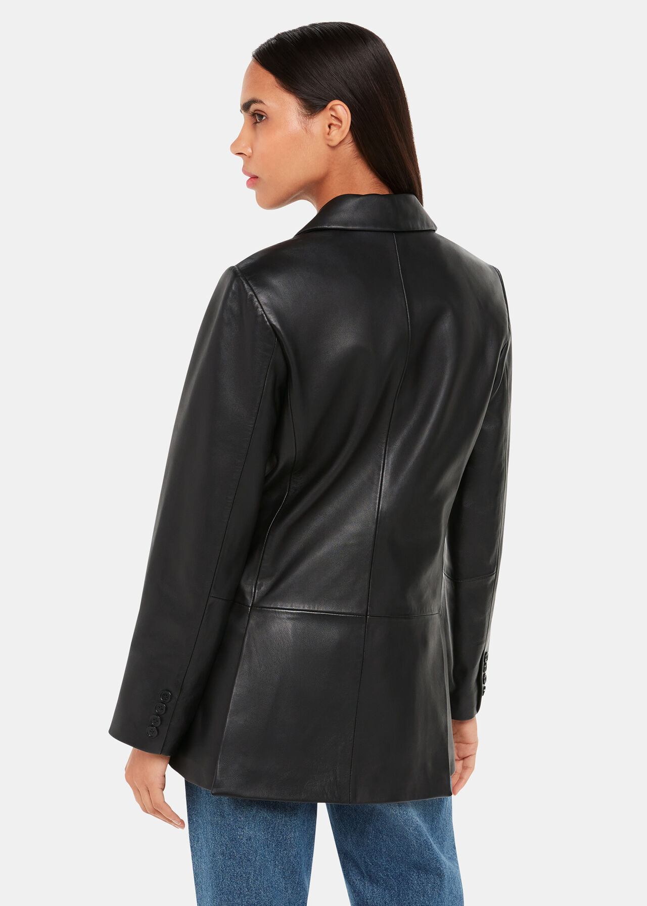 Aliza Waisted Leather Blazer