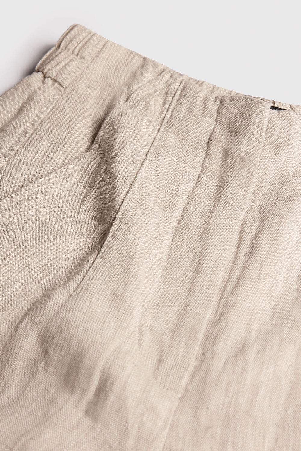 Oatmeal Petite Linen Barrel Leg Pants&nbsp;