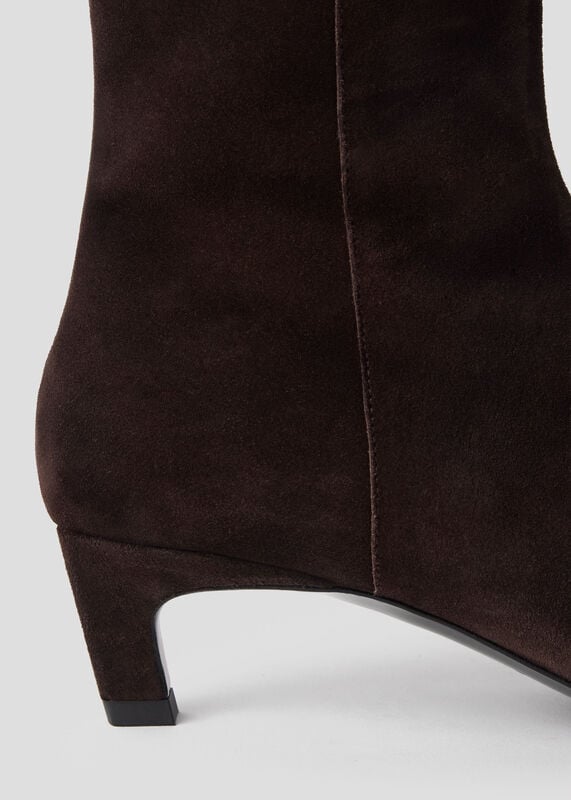 Chocolate Kitten Heel Suede Ankle Boot