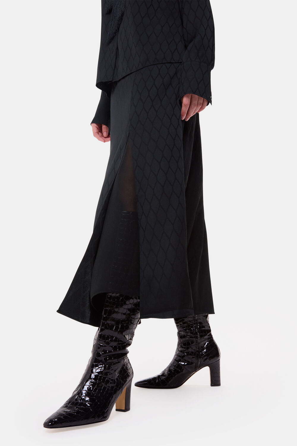 Diamond Jacquard Midi Skirt