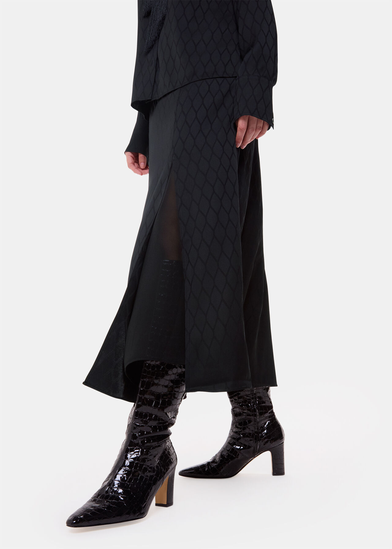 Diamond Jacquard Midi Skirt