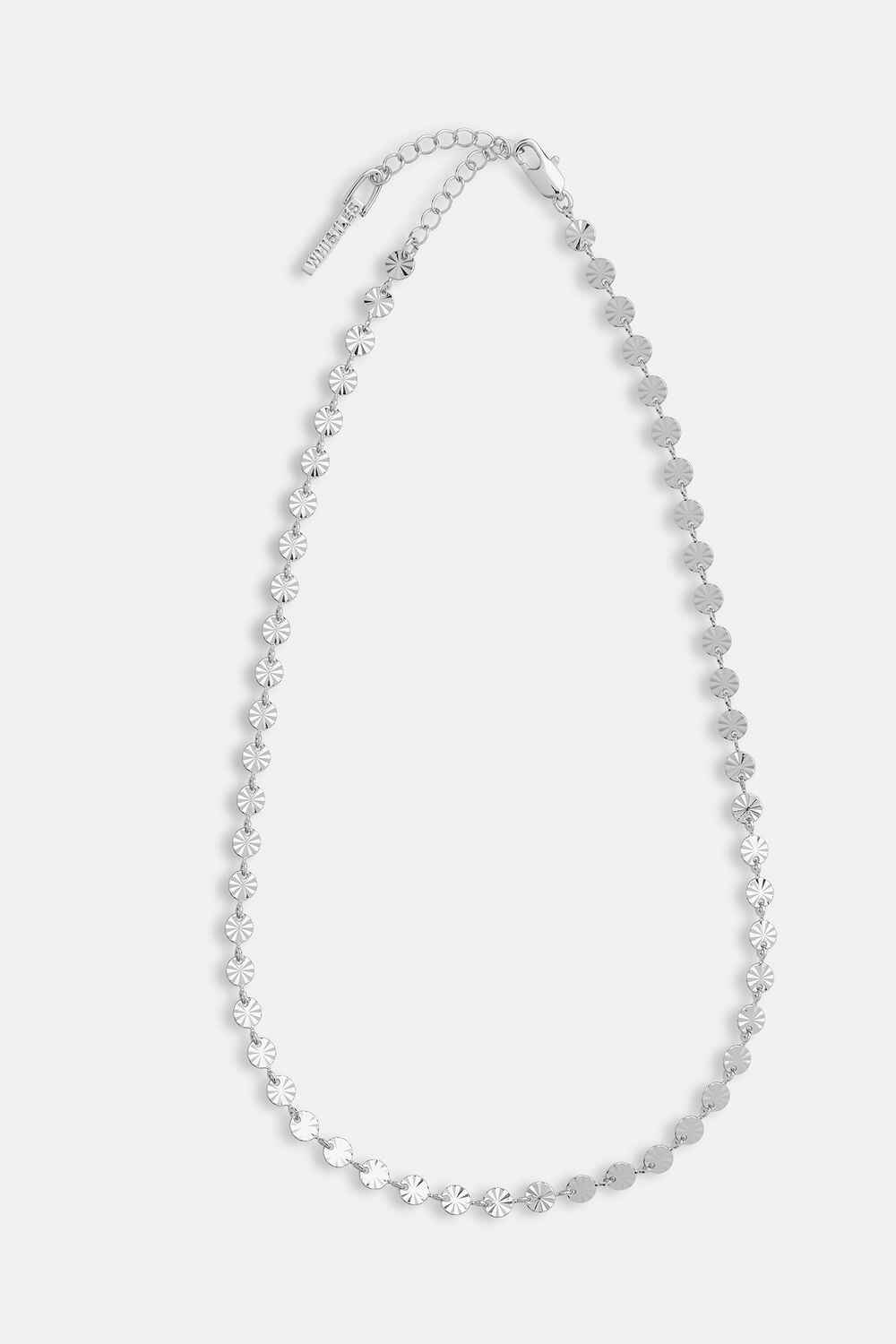 Silver Textured Circle Chain Necklace