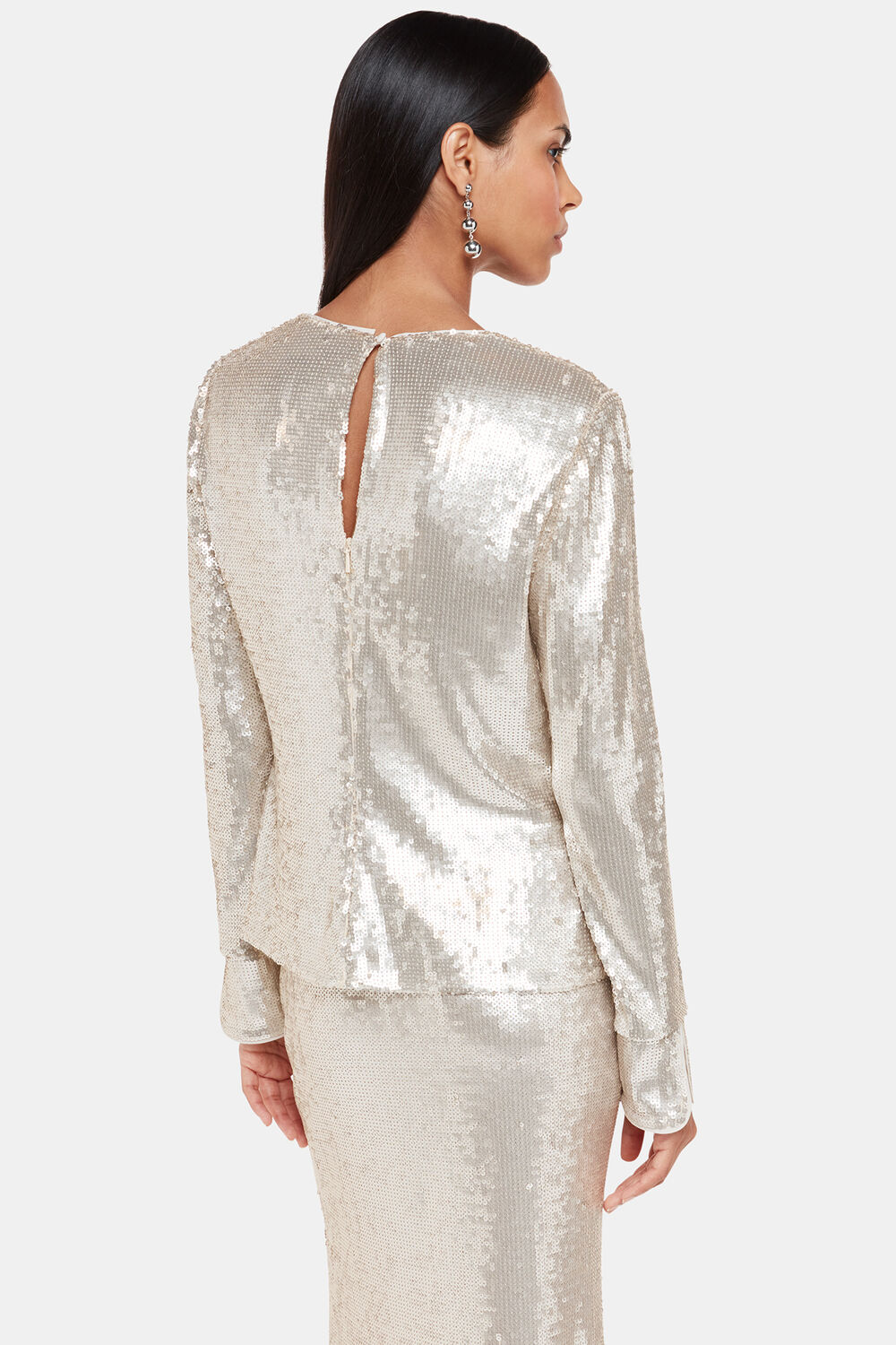 Silver Sequin Minimal Tunic Top