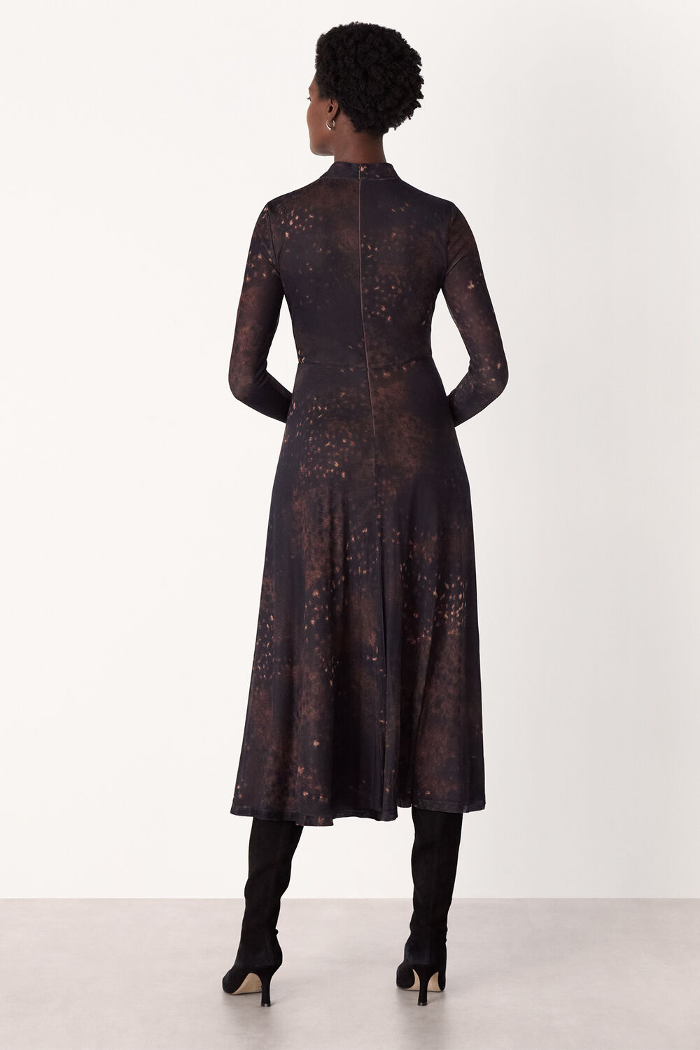 Brown Spotted Animal Mesh Dress