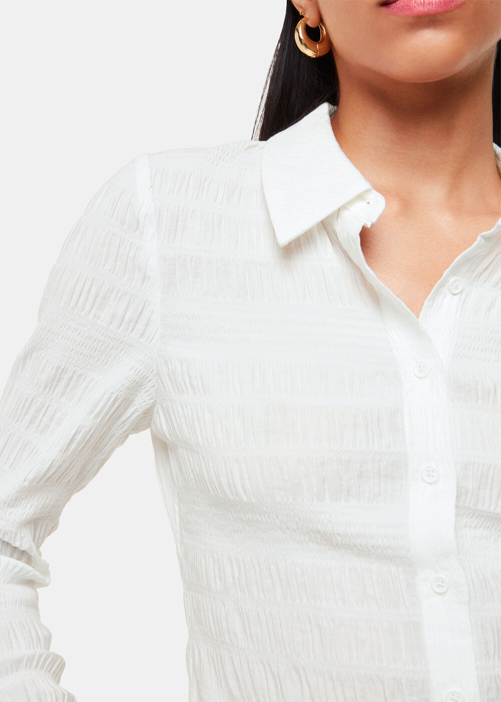 Plisse Button Front Shirt