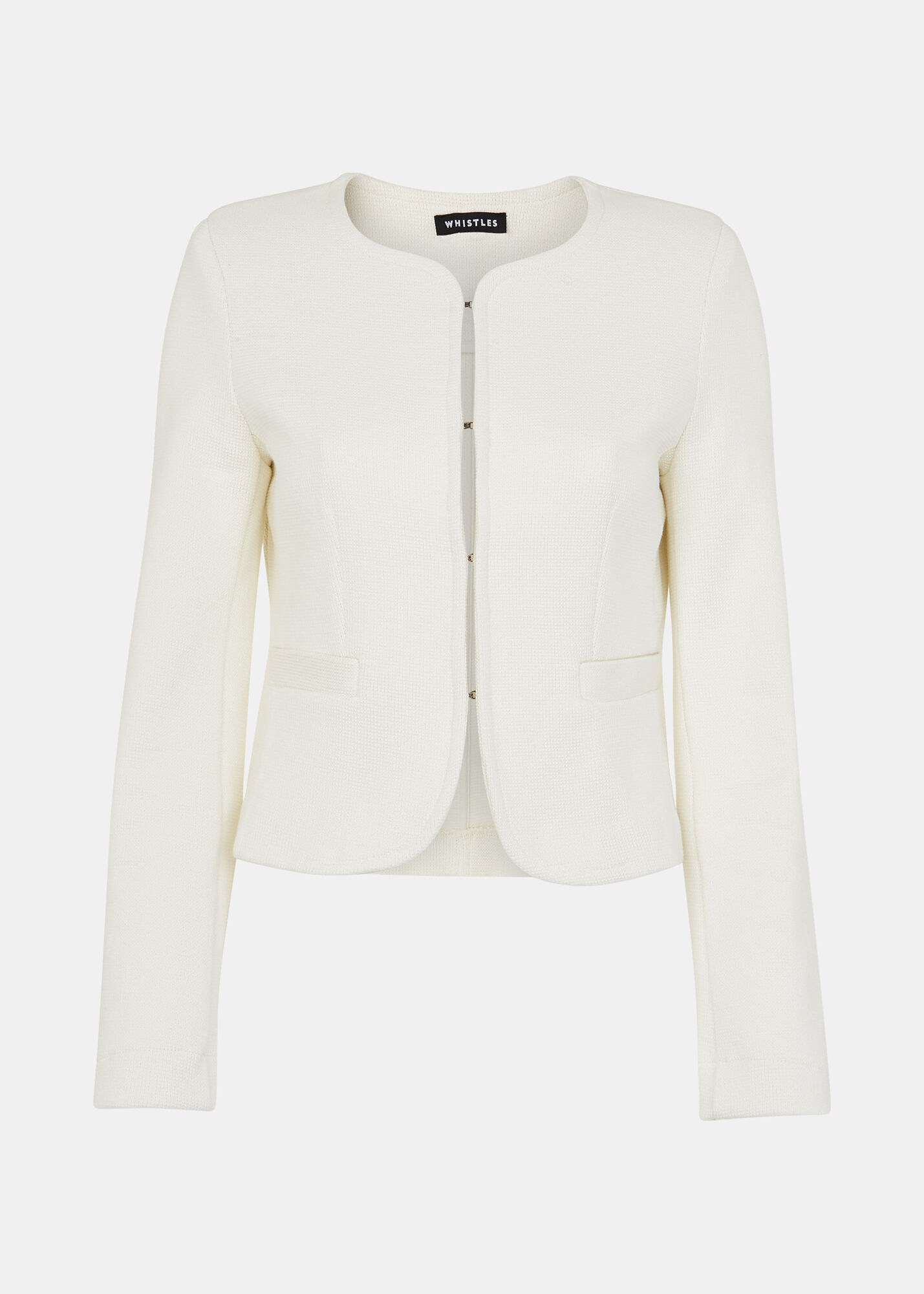 Ivory Collarless Cropped Jersey Jacket | Whistles |