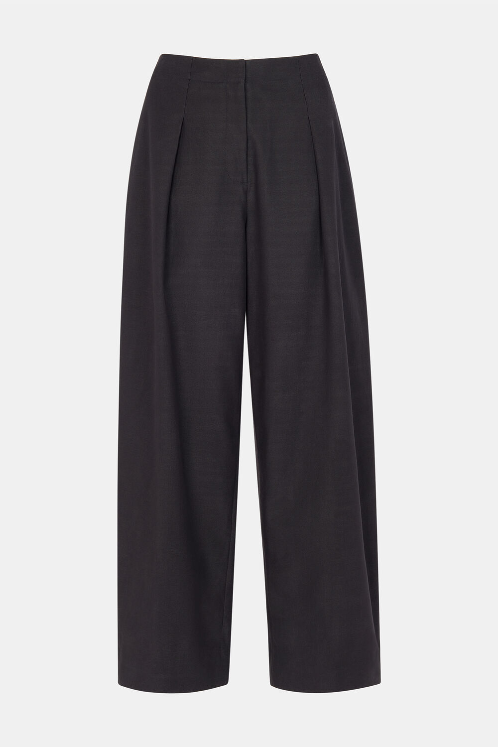 Black Pleat Front Barrel Trouser
