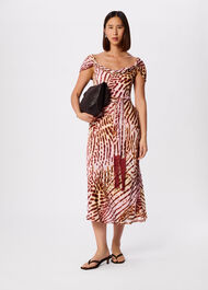 Orchid Print Scarf Midi Dress