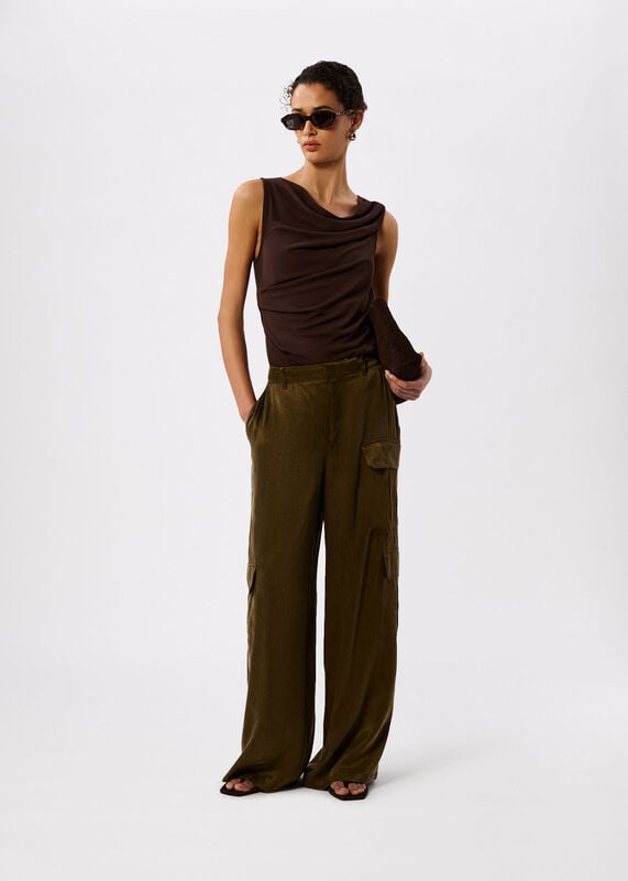 Chocolate Drape Neck Jersey Top