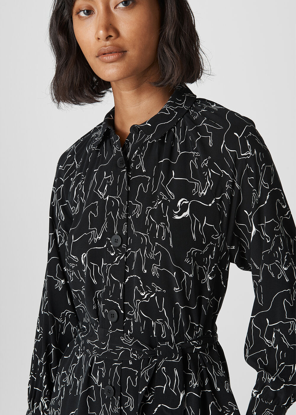 Stallion Print Shirt Dress