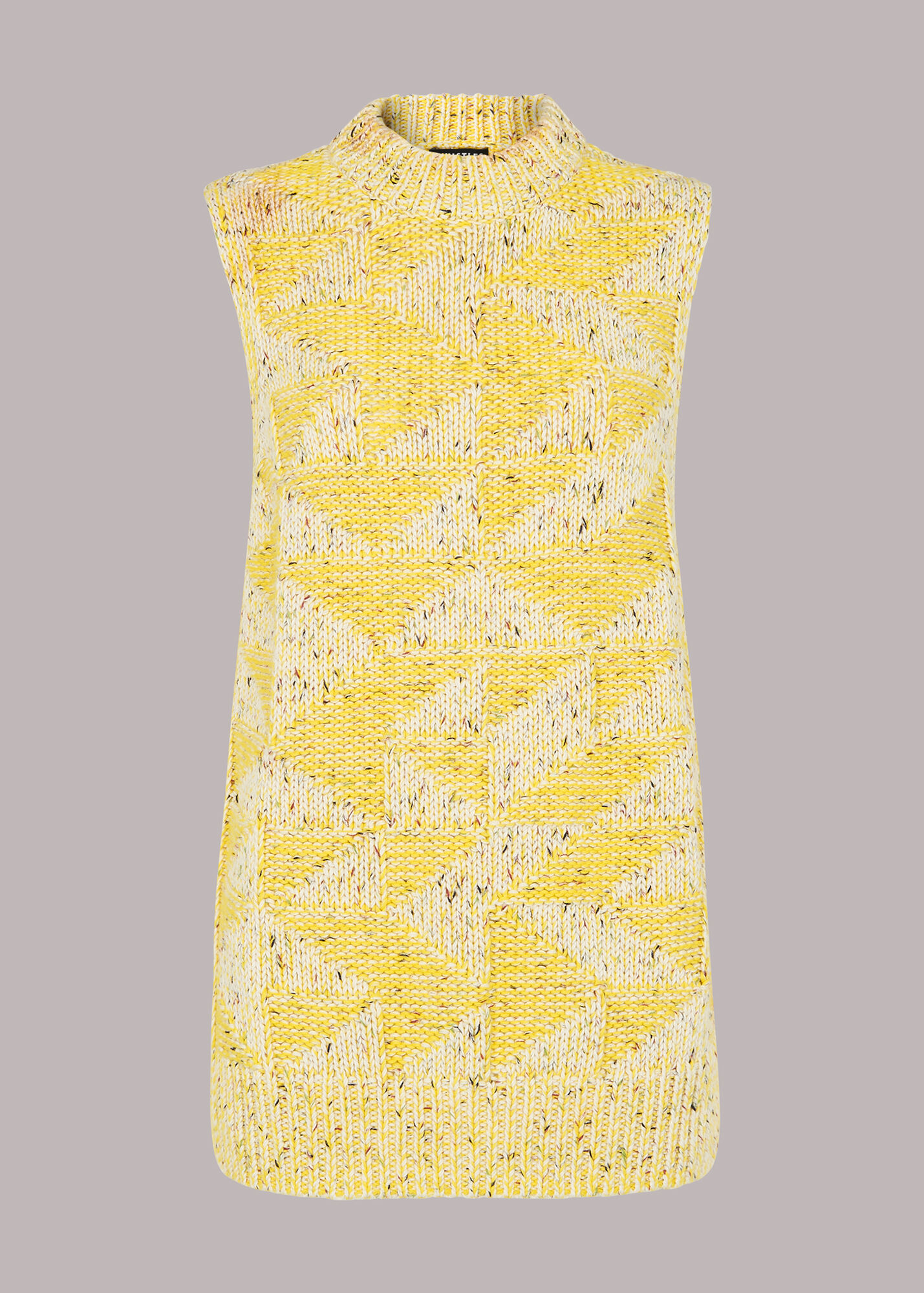 Yellow/Multi Sleeveless Intarsia Knit WHISTLES Whistles UK