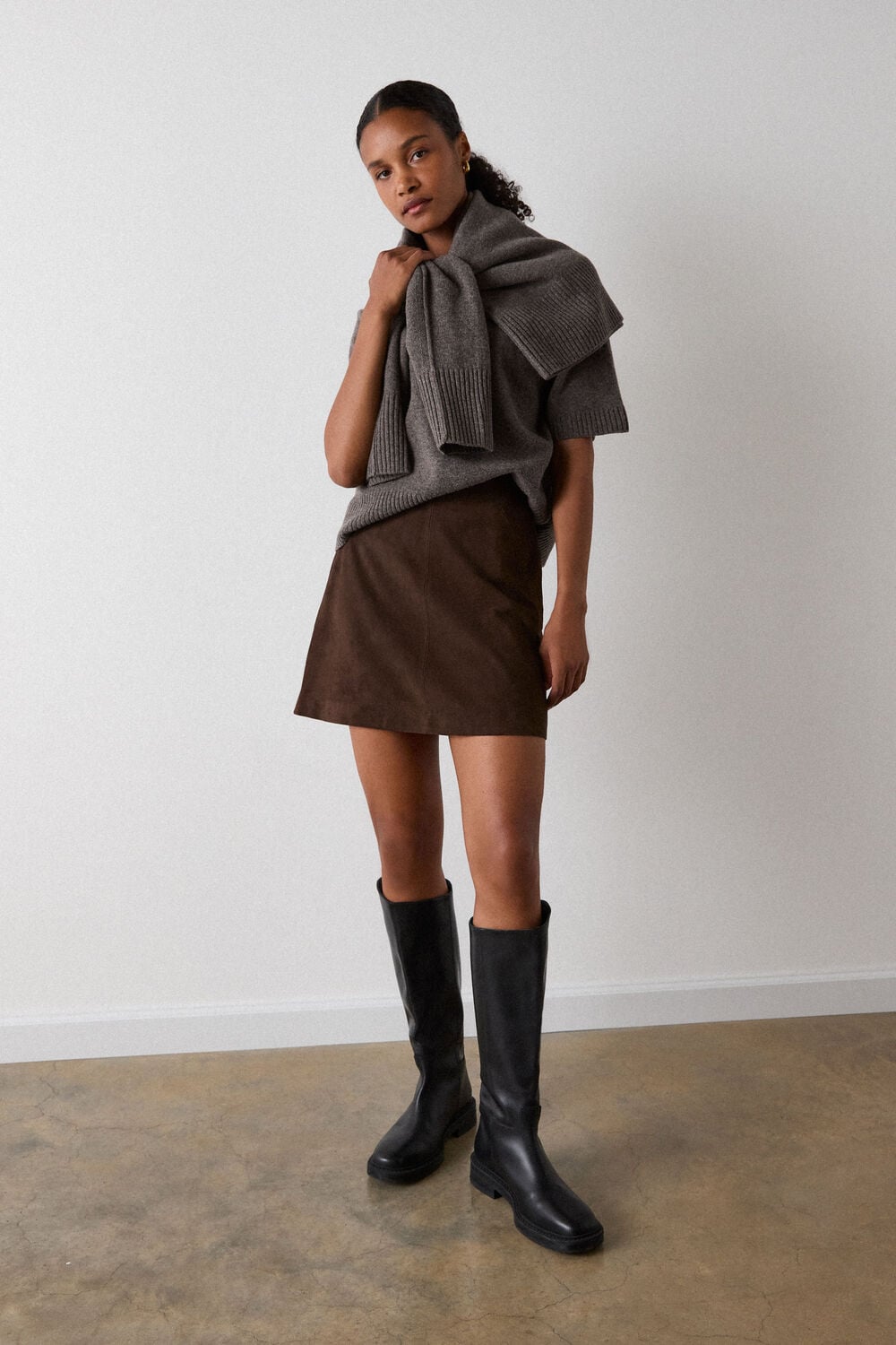 Neutral Wool Knitted Tee