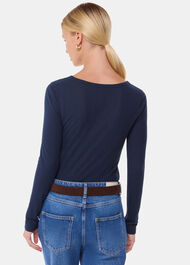Diagonal Rib V Neck Top