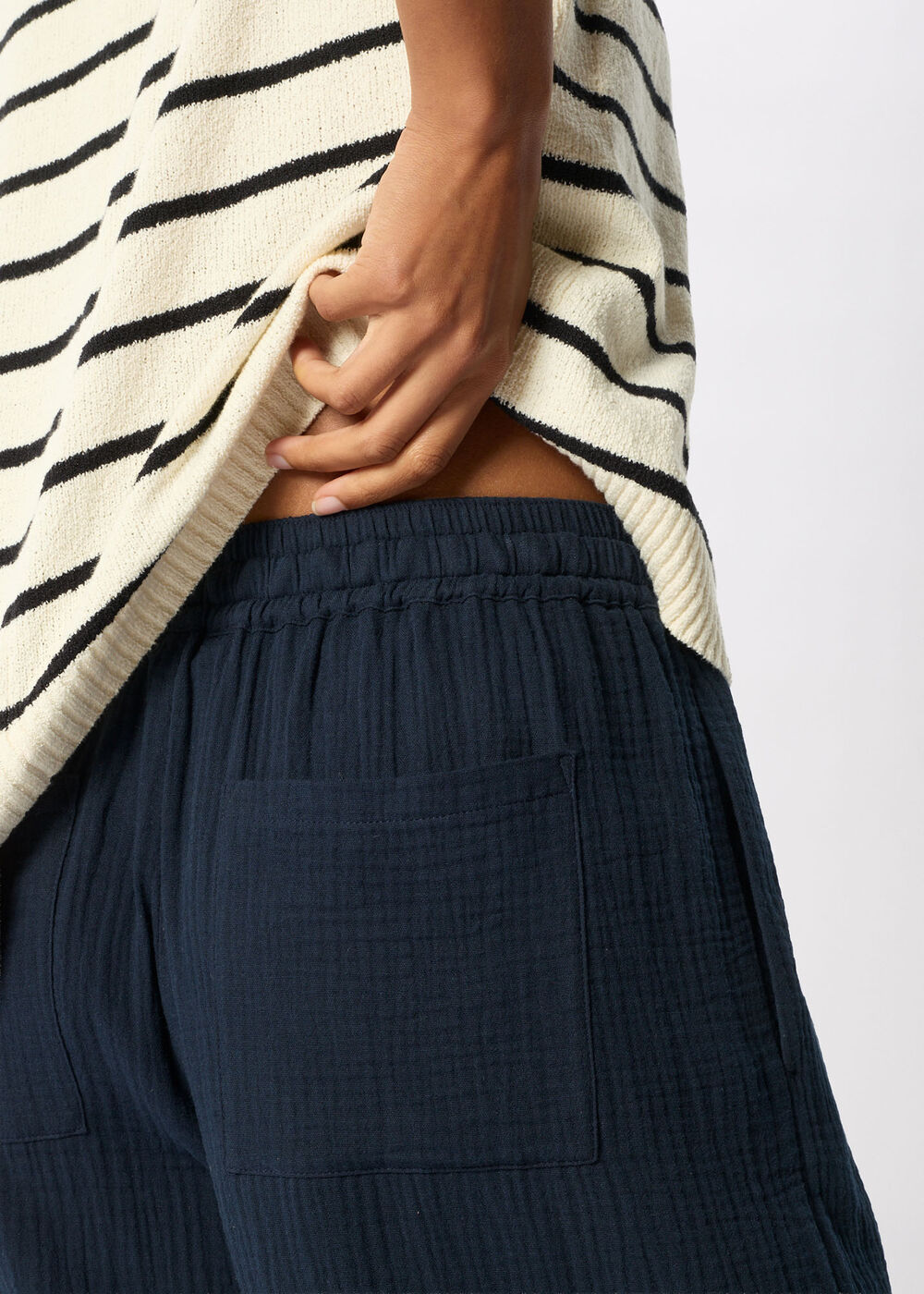 Wide Crop Cheesecloth Trouser