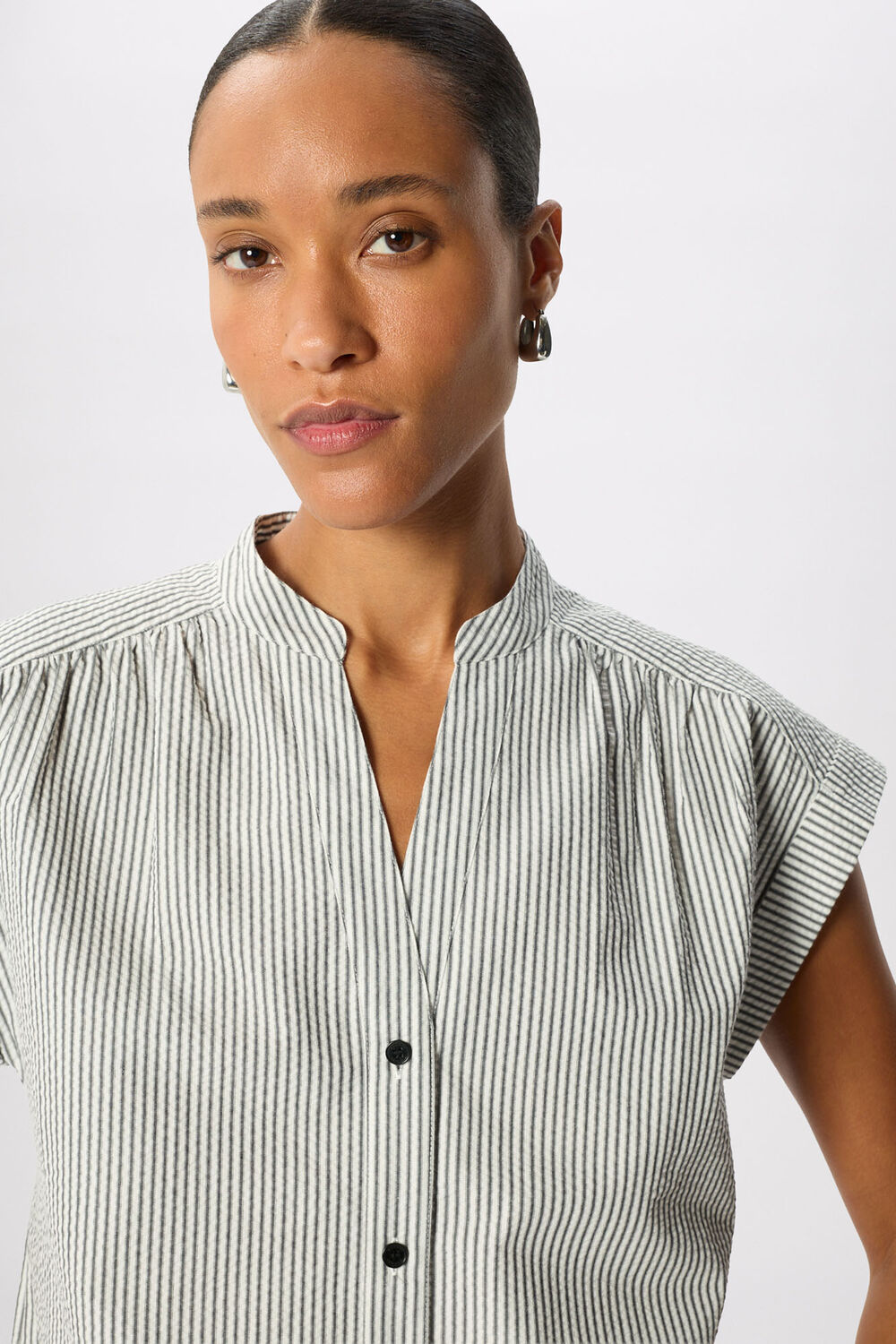 White Seersucker Stripe Shirt