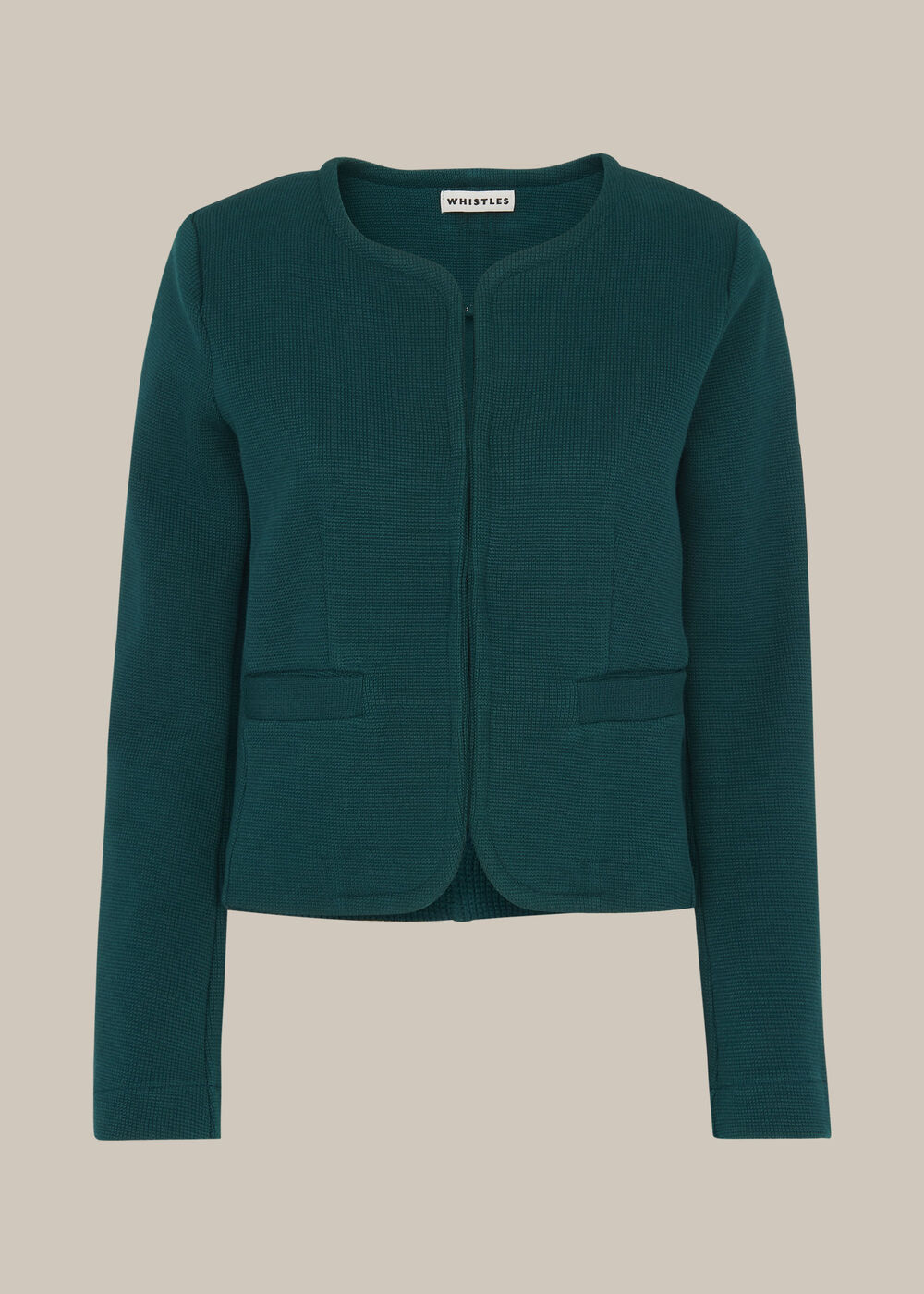 Collarless Jersey Jacket