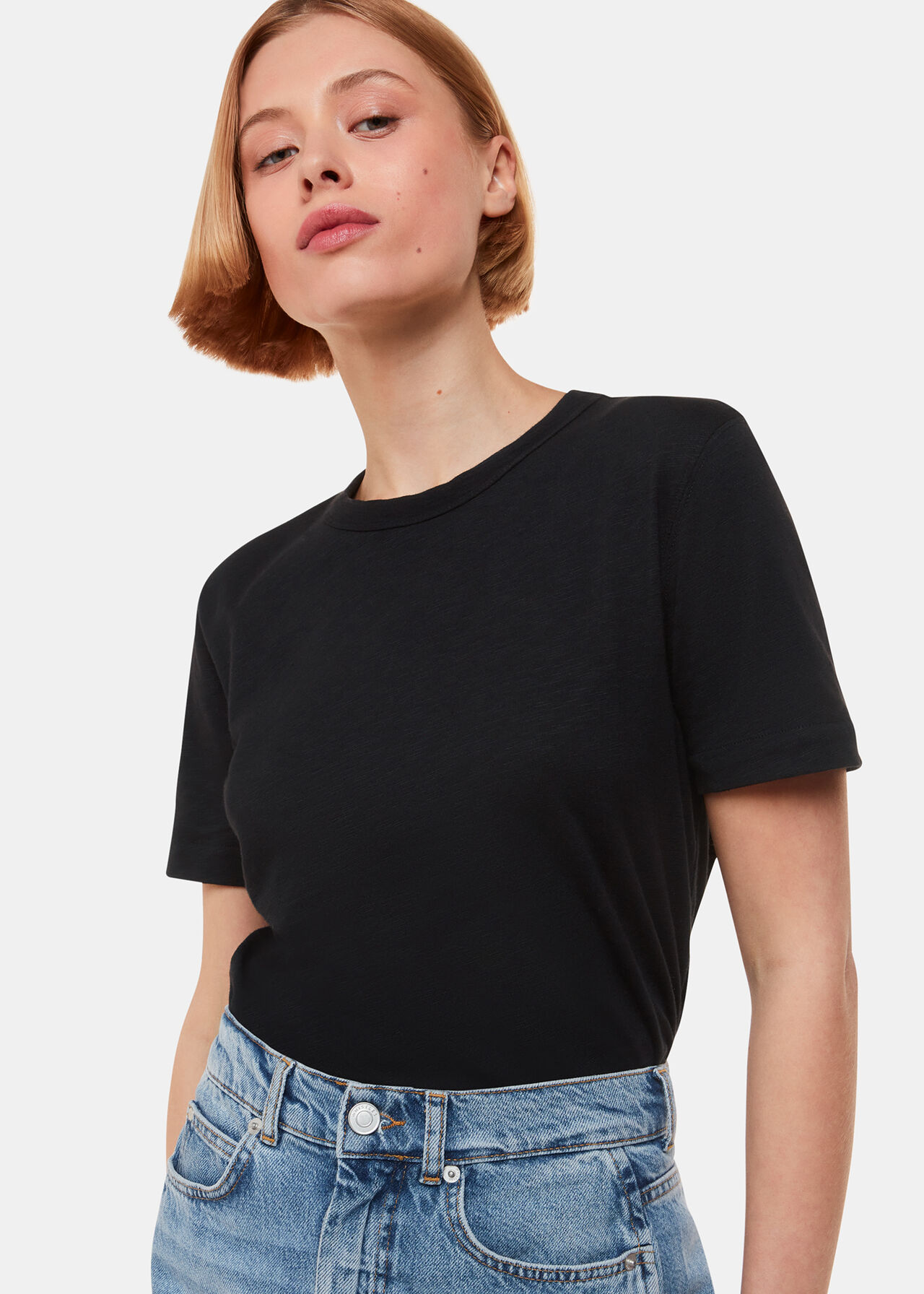 Emily Black Short Sleeve T-Shirt | 100% Cotton | Whistles