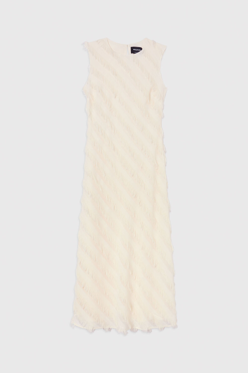 Ivory Diagonal Fringe Textured Dress
