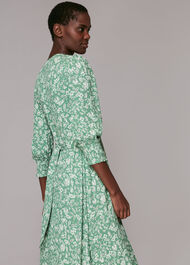 Shirred Wheat Floral Dress