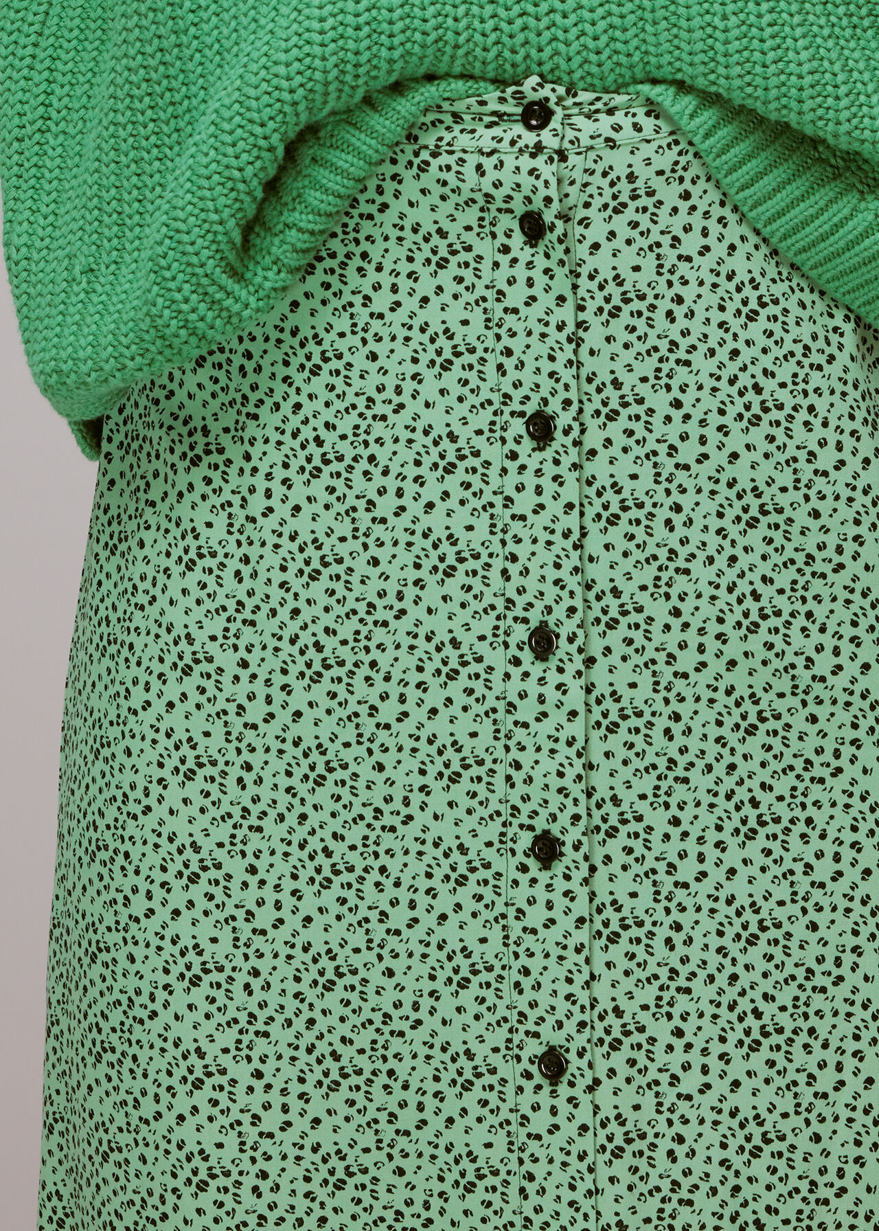 Ink Leopard Button Front Skirt