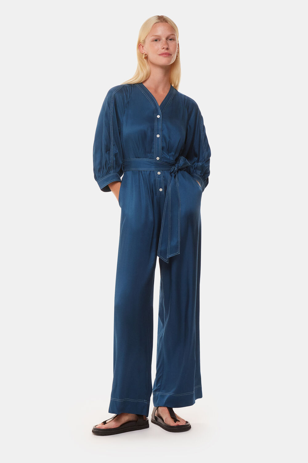Blue Mabel Topstitch Jumpsuit