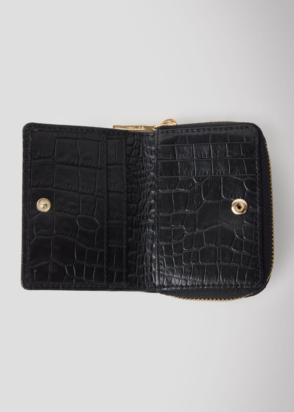 Black Shiny Croc Koa Compact Purse
